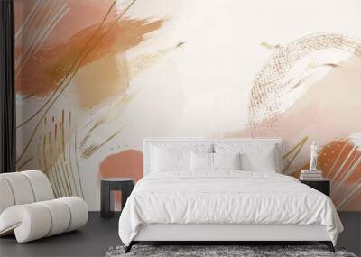 Modern brushed gold illustration or blush Wall mural