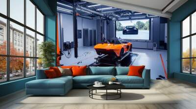 Sleek and Powerful: An Automotive Workshop Showcase Wall mural