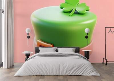 St. Patrick's Day Themed Cake with Shamrock Topper Wall mural