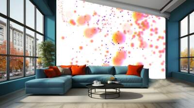 Soft bokeh colorful particles on a white background. Design. Swarm of bright tiny circles. Wall mural