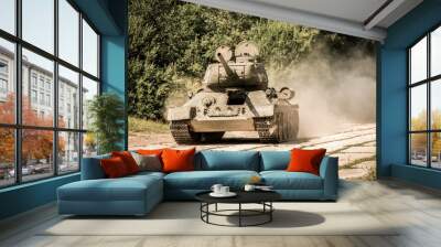 Old Soviet retro tank since World War Two Wall mural