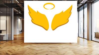 gold wings and nimbus icon Wall mural