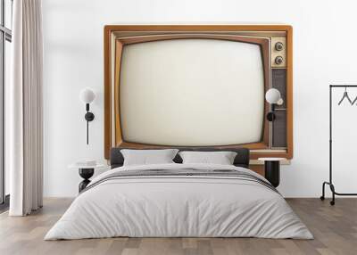 Front view old vintage tv isolated on white background Wall mural