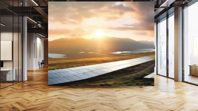 solar panels at sunset Wall mural