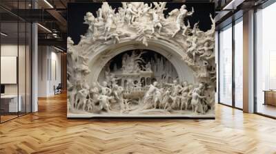 the entrance of Valhalla made in marble white stone Wall mural