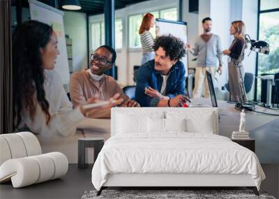 Group of multiethnic business people working together in the office Wall mural