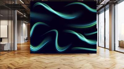 Glowing speed lines. Neon swirls with light effect in the form of a spiral. Laser beams, horizontal light rays. Acceleration speed motion on night road. Vector illustration Wall mural