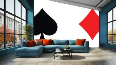 Hearts diamonds clubs spades sign chips. Suit deck of playing cards. Poker, card game, casino symbol icon vector illustration. Isolated on white background. Wall mural