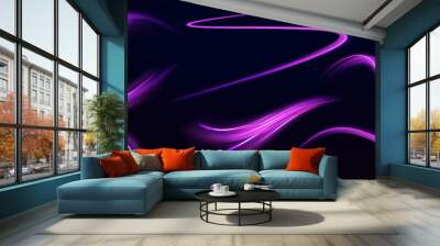 Purple and blue glowing wave swirl, impulse cable line. Abstract vector neon wave. Cyberpunk light trails in motion or light slow shutter effect. Bright sparkling background. Laser beams Wall mural