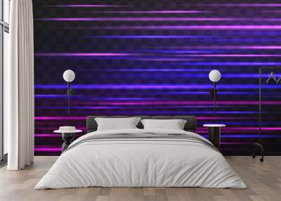 Red lines of light, speed and movement. Vector lens flare. Magic moving fast laser beams, horizontal light beams. Right flash. Lens flare.
 Wall mural