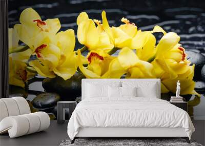 Spa still life with flowering branch of the orchid Wall mural