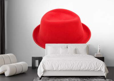 Woman Red hat isolated on white Wall mural