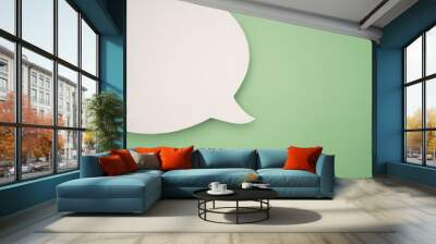 blank white speech bubble part over a green background Wall mural