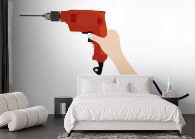 Electric drill on a white background. Wall mural