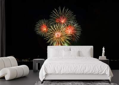 Abstract colored firework background light up the sky with dazzling display Wall mural