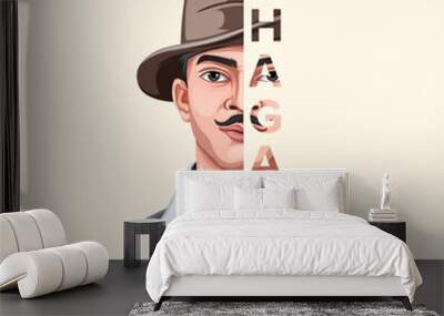 Birthday of 28 September-Nation Hero and Freedom Fighter Bhagat Singh. Creative Poster design. Wall mural