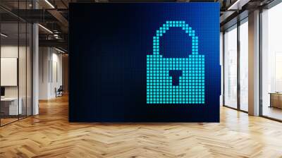 2d illustration Safety concept: Closed Padlock on digital background
 Wall mural