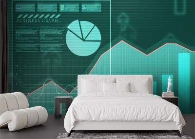 2d rendering Stock market online business concept. business Graph  Wall mural