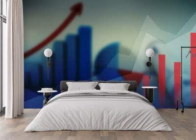 2d rendering Stock market online business concept. business Graph  Wall mural