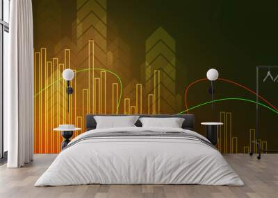 2d rendering Stock market online business concept. business Graph  Wall mural