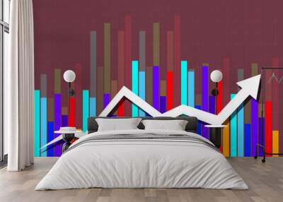 2d rendering Stock market online business concept. business Graph  Wall mural