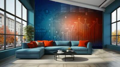 2d rendering Stock market online business concept. business Graph  Wall mural