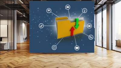 

3d illustration uploading downloading arrow with cloud folder
 Wall mural