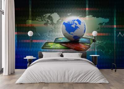 3d rendering  credit or debit card  Wall mural