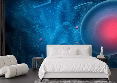 3d rendering red streaming blood cells background. Wall mural