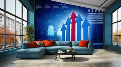 3d rendering Stock market online business concept. business Graph  Wall mural