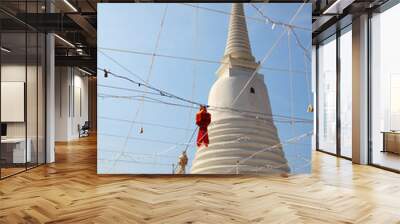 White Pagoda at Wat Prayurawongsawas Worawiharn in Bangkok Wall mural