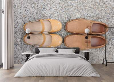 Brown leather shoes. Wall mural