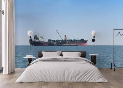 cargo ship in the sea. Wall mural