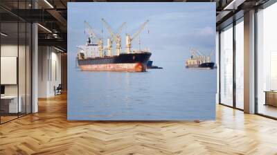 cargo ship in the sea. Wall mural