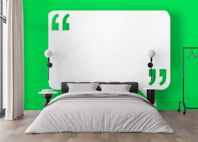 Empty white note paper floating on green art paper background. Wall mural