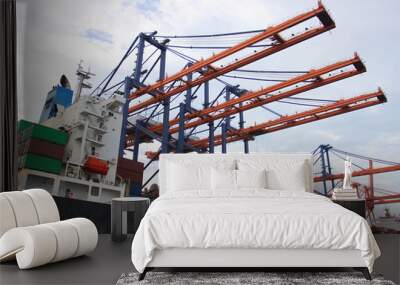 Large crane for loading and unloading. Wall mural