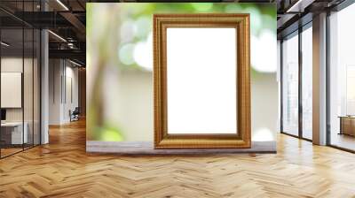 Modern Picture Frame placed on a wooden floor. Wall mural