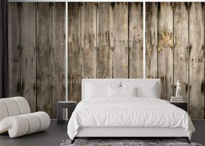 Old wood vintage texture background With three compartments, pallets wood of door. Wall mural