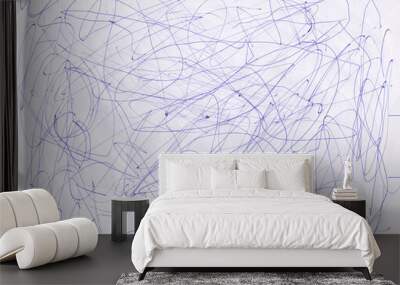 White paper with blur doodle pattern of blue pen. Wall mural