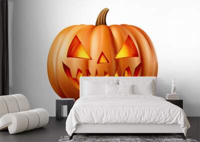 Halloween jack-o-lantern pumpkin with a spooky face isolated on white Wall mural