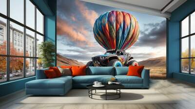 a delightful all-terrain vehicle designed to mimic the appearance of a hot air balloon Wall mural