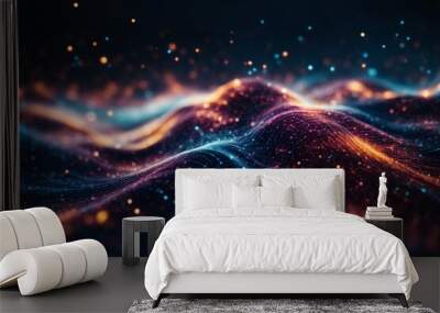 Abstract Waving Particle Technology Background Wall mural