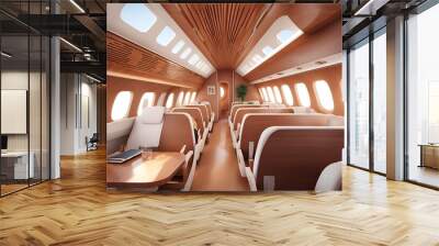 Modern wooden airplane interior concept Wall mural