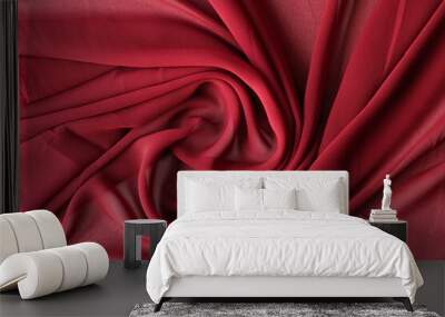 Luxurious red burgundy viscose or silk fabric Wall mural