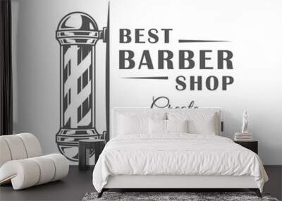 Barbershop label isolated on white background Wall mural