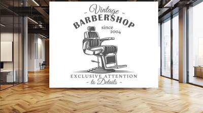 Barbershop label isolated on white background Wall mural