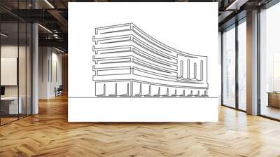 Continuous one line building. Vintage building isolated on a white background. Business concept. Vector illustration Wall mural