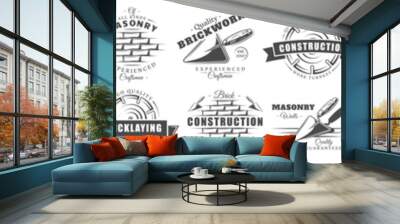 set of vintage construction labels. posters, stamps, banners and design elements. vector illustratio Wall mural