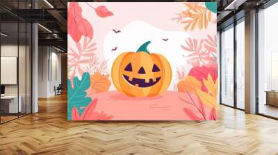 Halloween pumpkin scary jack o lantern holiday background Wall mural