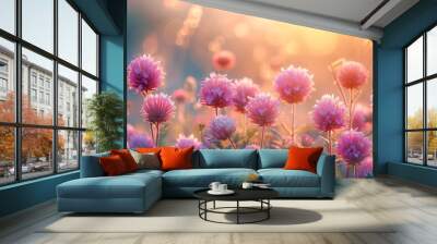 spring summer background with bright beautiful flowers Wall mural